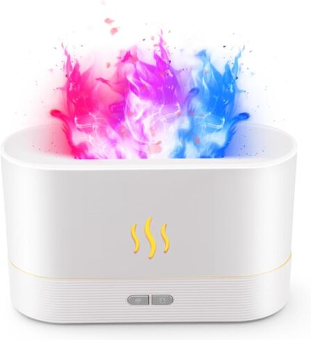 Colorful Flame Air Aroma Diffuser Humidifier, Upgraded 7 Flame Colors Noiseless Essential Oil Diffuser for Home,Office,Yoga with Auto-Off Protection 180mL (8Hours Black) in Saudi Arabia