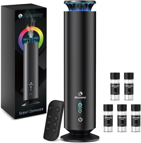 Waterless Scent Diffuser Kit,Scent Diffuser with 7 Lights and Breathing Lights Modes,Max Coverage 2000 sq.ft.Home,Offices,Hotels and Spas Aromatherapy Diffuser Included 5 Scent Oils Remote Control in Saudi Arabia