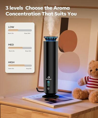 Waterless Scent Diffuser Kit,Scent Diffuser with 7 Lights and Breathing Lights Modes,Max Coverage 2000 sq.ft.Home,Offices,Hotels and Spas Aromatherapy Diffuser Included 5 Scent Oils Remote Control in Saudi Arabia