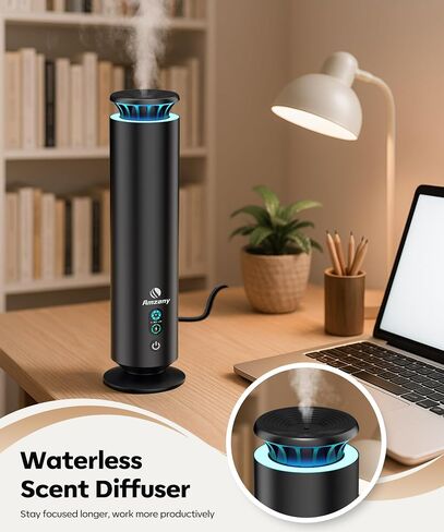 Waterless Scent Diffuser Kit,Scent Diffuser with 7 Lights and Breathing Lights Modes,Max Coverage 2000 sq.ft.Home,Offices,Hotels and Spas Aromatherapy Diffuser Included 5 Scent Oils Remote Control in Saudi Arabia