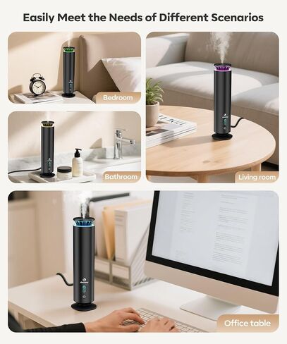 Waterless Scent Diffuser Kit,Scent Diffuser with 7 Lights and Breathing Lights Modes,Max Coverage 2000 sq.ft.Home,Offices,Hotels and Spas Aromatherapy Diffuser Included 5 Scent Oils Remote Control in Saudi Arabia