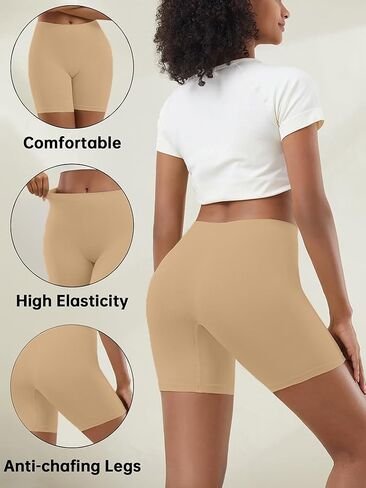 RULTA Women's Anti-Chafing Seamless Slip Shorts for Under Dresses, Smooth Boyshorts for Yoga Workout in Saudi Arabia