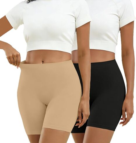 RULTA Women's Anti-Chafing Seamless Slip Shorts for Under Dresses, Smooth Boyshorts for Yoga Workout in Saudi Arabia