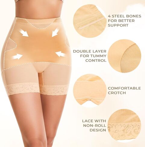 fortix Womens Padded Shapewear High Waisted Hip Enhancer Butt Lifter Thigh Slimmer Seamless Fake Hip Shorts in Saudi Arabia