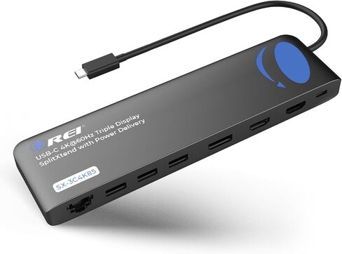 OREI SplitExtend 4K HDMI Splitter Extended Display Triple Monitor 2 HDMI, 1 DisplayPort Docking Station 4 Separate Screens - USB-C to HDMI Adapter, 100W PD LAN, 4 USB 3.0, MircoSD, Windows, Mac OS in Kuwait