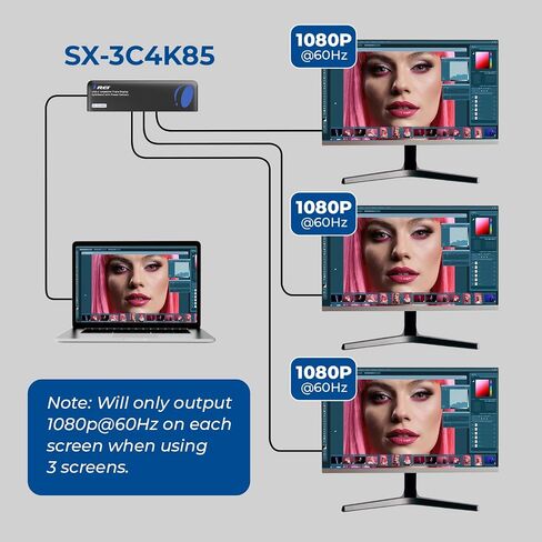 OREI SplitExtend 4K HDMI Splitter Extended Display Triple Monitor 2 HDMI, 1 DisplayPort Docking Station 4 Separate Screens - USB-C to HDMI Adapter, 100W PD LAN, 4 USB 3.0, MircoSD, Windows, Mac OS in Kuwait