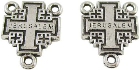 Pack of 100 Antique Silver Jerusalem Centerpiece for Olive Wood Rosary in Saudi Arabia