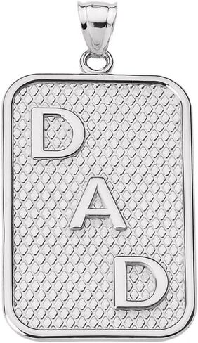 Men's Fine Sterling Silver "DAD" Dog-Tag Engravable Pendant in Kuwait