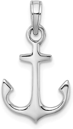 Solid 14k White Gold Anchor Pendant Charm - 21mm x 12mm in Kuwait