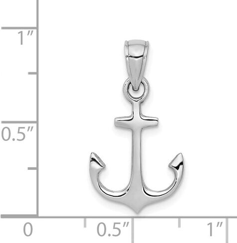 Solid 14k White Gold Anchor Pendant Charm - 21mm x 12mm in Kuwait