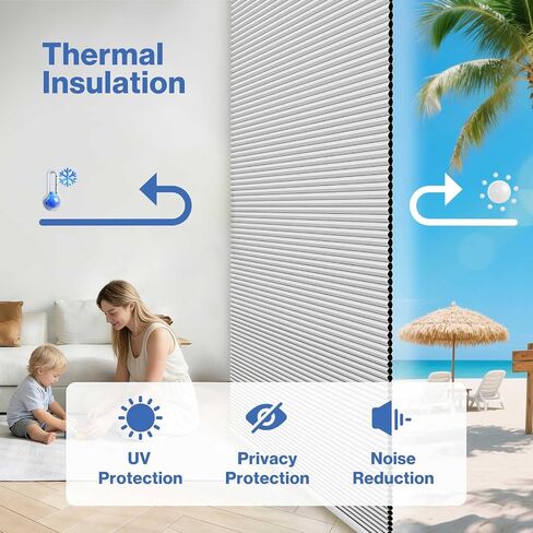 No Drill Cellular Shades, Cream 32" W x 64" H Cordless Blackout Pull Down Pleated Honeycomb Blind Thermal Insulated Easy Install for Indoor Window Bedroom Living Room Kitchen in Saudi Arabia