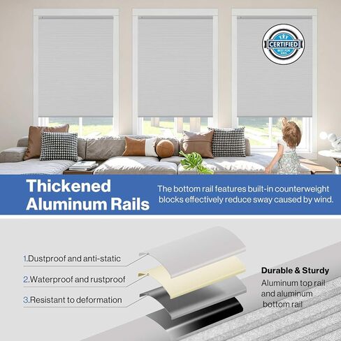 No Drill Cellular Shades, Cream 32" W x 64" H Cordless Blackout Pull Down Pleated Honeycomb Blind Thermal Insulated Easy Install for Indoor Window Bedroom Living Room Kitchen in Saudi Arabia