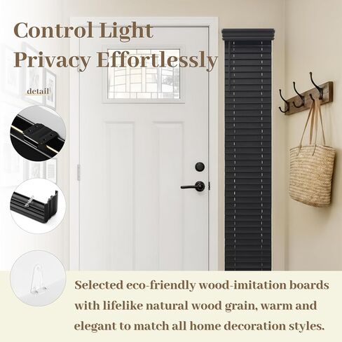 MR.DANCE 2 Inch Cordless Faux Wood Black Blinds for Indoor Windows, 34" W x 72" H, Embossed Design, Waterproof & Room Darkening, Pull Down Window Blinds for Bedroom, Living Room, Kitchen, Bathroom in Kuwait