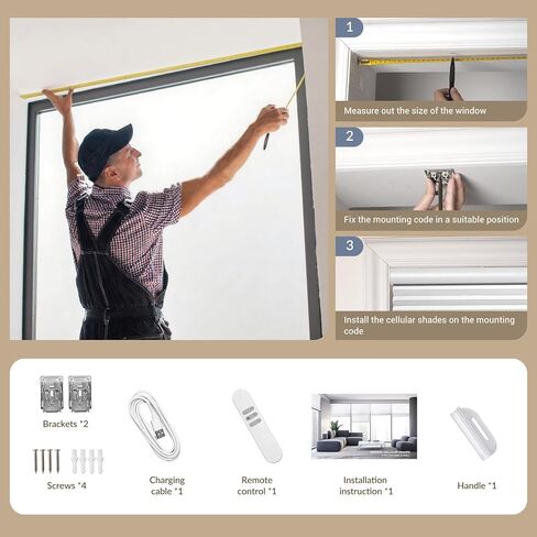 Boolegon Motorized Blinds with Remote, 100% Blackout Smart Blinds, Automatic Cellular Shades for Windows, Rechargeable Electric Honeycomb Shades for Home,Blackout Black,Custom Size in Kuwait