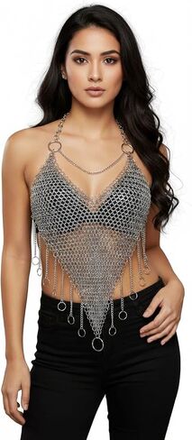 Medieval Aluminium Chainmail Crop Top, Handmade Fashion for Cosplay, Gothic Style, Festival Wear in Kuwait