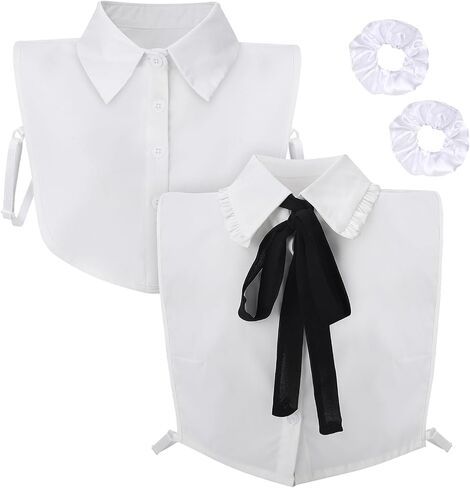 JATEBI 2 قطعة طوق مزيف مع 2 قطعة Scrunchies طوق قابل للفصل قميص ديكي الياقات نصف بلوزة زائفة ديكي للنساء الزي in Saudi Arabia