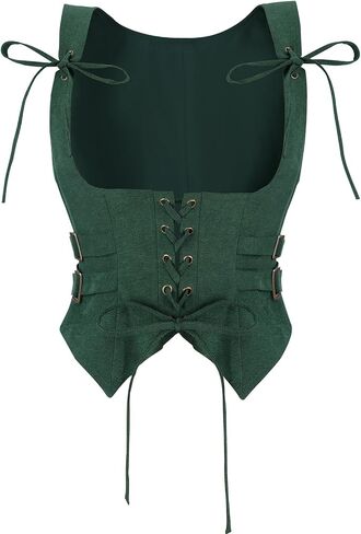 Nuoqi Renaissance Corset Ren Faire Green Corset Top Women's Renaissance Lace Up Underbust Bustier in Kuwait