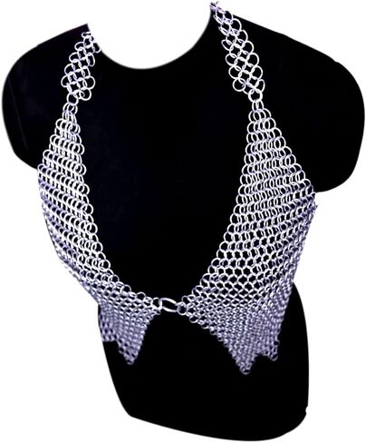 Chainmail Halter Top, Silver Aluminum Metal Bra, Medieval Armor Costume, LARP Rave Wear, One Size in Kuwait