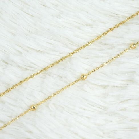 Ronglry 2PCS 14K Gold Plated Ankle Bracelets for Women Waterproof Layered Dainty Anklets Beach Jewelry for Women Vacation Accessories for Summer Outfits in Kuwait