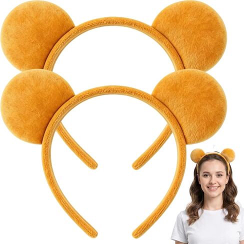 Yellow Bear Ears Headband for Adults, Plush Animal Ears Headband, Bear Costume Accessory for Halloween Cosplay Party in Kuwait