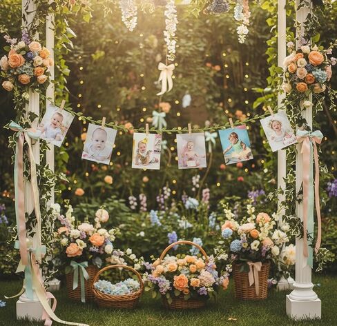 1.35 Inch Mini Clothespins Wooden, 50 Pcs Small Clothespins for Photo, Baby Shower, Crafts, Cocktail with 33 Ft Leaf Ribbon for Hanging Display, Natural Wood Tiny Clothes Pins, Decorative Wooden Clips in Kuwait