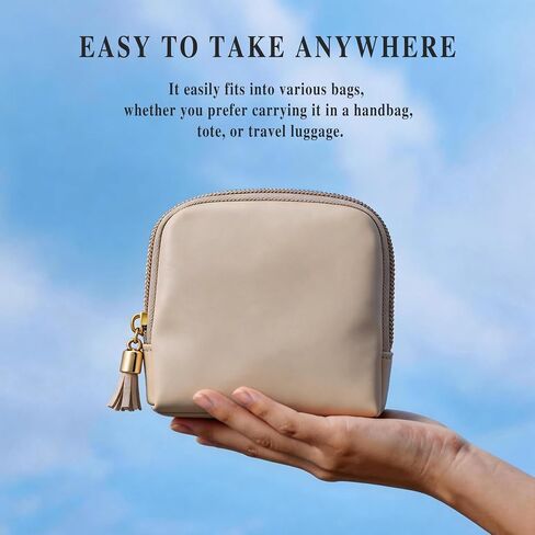 Travel Jewelry Case for Traveling with 6 Individual Pockets | PU Leather Jewelry Organizer with Zipper Portable Jewelry Pouch for Bracelets, Necklaces, Watches, Earrings, etc (CreamWhite) in Kuwait