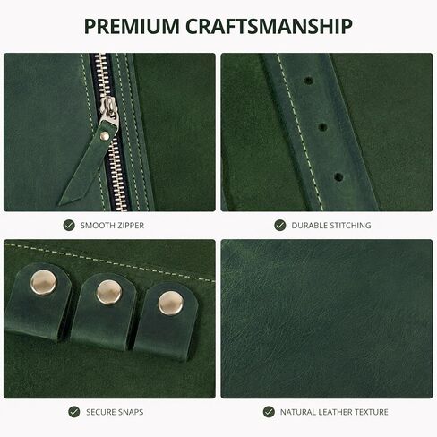 Leather Jewelry Roll – Genuine Leather Jewelry Storage Case with Strap Closure, Compact Jewelry Holder for Rings, Earrings & Necklaces, Travel Jewelry Organizer (Jewelry Not Included), Green in Saudi Arabia