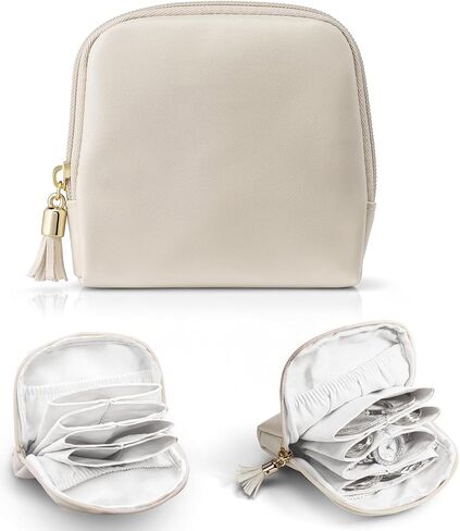 Small Travel Jewelry Case, Jewelry Pouch Bags with Zipper,Velvet Jewelry Organizer Storage Bag for Bracelet Rings Earring, Valentines Gifts for Women-Cream White in Saudi Arabia