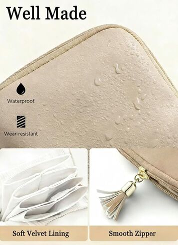 Small Travel Jewelry Case, Jewelry Pouch Bags with Zipper,Velvet Jewelry Organizer Storage Bag for Bracelet Rings Earring, Valentines Gifts for Women-Cream White in Saudi Arabia