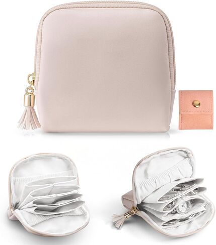 2 PCS Travel Mini Jewelry Organizer Pouch for Rings, Necklaces, Earrings, Bracelets – Compact Portable Jewelry Storage Bags with Protective Lining, A Big and Small Travel Jewelry Storage Bag (Pink) in Kuwait