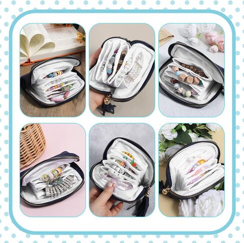 Small Travel Jewelry Case Jewelry Pouch for Traveling Mini Travel Jewelry-Bag Velvet Earring Case Anti Scratch Portable Jewelry-Organizer Bag for Link Bracelets Large Earrings Necklace (Ocean Blue) in Saudi Arabia