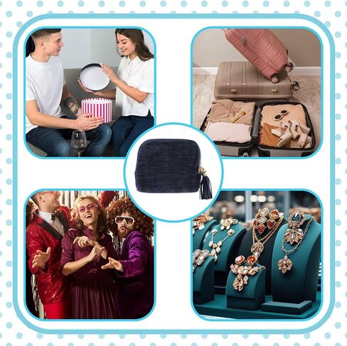 Small Travel Jewelry Case Jewelry Pouch for Traveling Mini Travel Jewelry-Bag Velvet Earring Case Anti Scratch Portable Jewelry-Organizer Bag for Link Bracelets Large Earrings Necklace (Ocean Blue) in Saudi Arabia