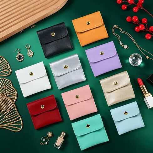 20 Pack Mini Jewelry Pouch, Travel Jewelry Organizer with Buckle, Small Protable Travel Pouch for Earrings Necklaces Rings Chain Bracelets Brooches, 3.1" x 3.1" Mixed Color in Saudi Arabia