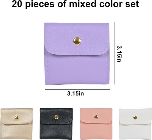 20 Pack Mini Jewelry Pouch, Travel Jewelry Organizer with Buckle, Small Protable Travel Pouch for Earrings Necklaces Rings Chain Bracelets Brooches, 3.1" x 3.1" Mixed Color in Saudi Arabia