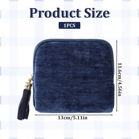 Styquenzer 1 Pack Travel Jewelry Case Organizer, Small Zipper Pouch Bag for Women, Soft Chenille Anti-Scratch Portable Storage + for Earrings Necklace Rings (Dark Blue) in Kuwait