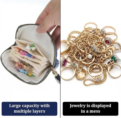 Styquenzer 1 Pack Travel Jewelry Case Organizer, Small Zipper Pouch Bag for Women, Soft Chenille Anti-Scratch Portable Storage + for Earrings Necklace Rings (Dark Blue) in Kuwait