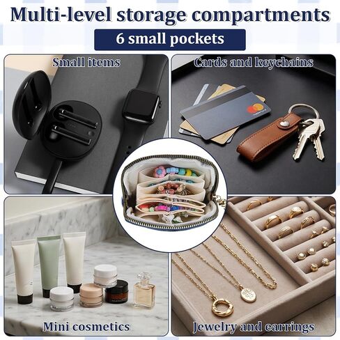 Styquenzer 1 Pack Travel Jewelry Case Organizer, Small Zipper Pouch Bag for Women, Soft Chenille Anti-Scratch Portable Storage + for Earrings Necklace Rings (Dark Blue) in Kuwait