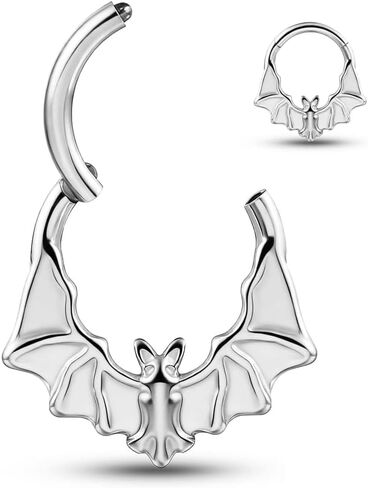 ASTM F136 Titanium Septum Rings,16G/8mm Bat Nose Ring, Helix Cartilage Clicker Hoop Earrings, Rook Daith Tragus Piercing Rings for Women Men in Kuwait