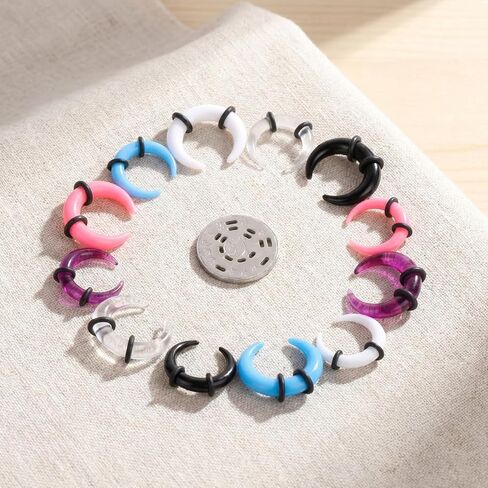 Yolev 36Pcs Acrylic Septum Pincher Tapers 16G-6G Septum Stretching Kit with Black O-Rings Spike Horseshoe C Shape Buffalo Pincher Septum Gauge Kit Rings Ear Cartilage Nose Stretch Kits for Women Men in Kuwait