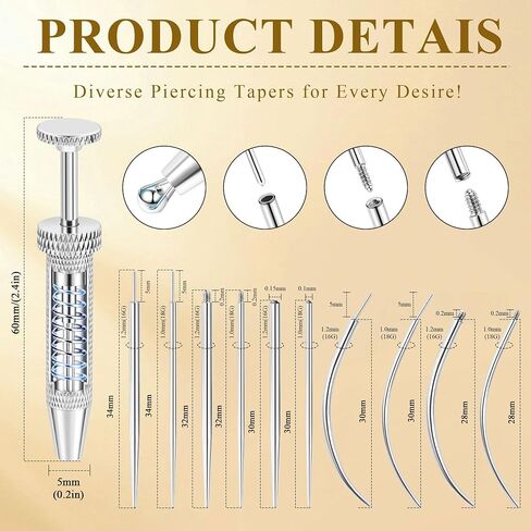 20PCS Piercing Taper Ball Grabber Tool for Jewelry Replacement 14G 16G 18G 20G Stainless Steel Flat Back Earrings Applicator Tool Push Pin Internal Threaded External Threaded Assistant Body Piercing Kit in Kuwait