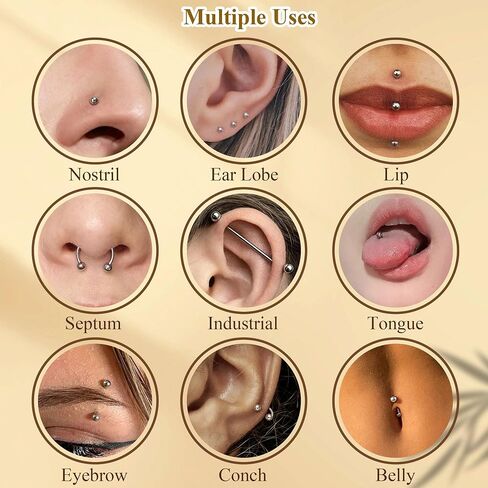 20PCS Piercing Taper Ball Grabber Tool for Jewelry Replacement 14G 16G 18G 20G Stainless Steel Flat Back Earrings Applicator Tool Push Pin Internal Threaded External Threaded Assistant Body Piercing Kit in Kuwait