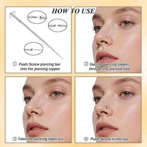 20PCS Piercing Taper Ball Grabber Tool for Jewelry Replacement 14G 16G 18G 20G Stainless Steel Flat Back Earrings Applicator Tool Push Pin Internal Threaded External Threaded Assistant Body Piercing Kit in Kuwait