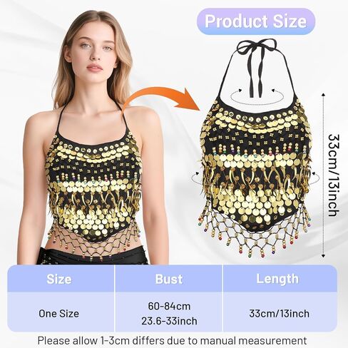 Belly Dance Top, Sequin Halter Costume with Built-in Padding for Performances in Saudi Arabia