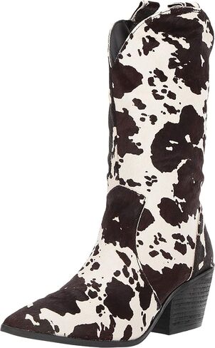Dingo Womens Live A Leather Cow Printed Snip Toe Casual Boots Mid Calf Low Heel 1-2" - Green in Saudi Arabia
