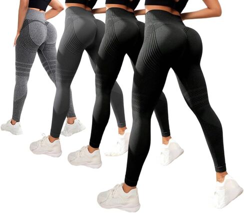 4 PCS Cellulite Leggings, High Waist 3D Anti Cellulite Leggings for Women, Slimming Workout Yoga Pants in Kuwait