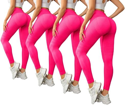4 PCS Cellulite Leggings, High Waist 3D Anti Cellulite Leggings for Women, Slimming Workout Yoga Pants in Kuwait
