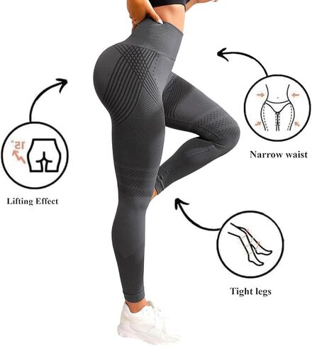 4 PCS Cellulite Leggings, High Waist 3D Anti Cellulite Leggings for Women, Slimming Workout Yoga Pants in Kuwait
