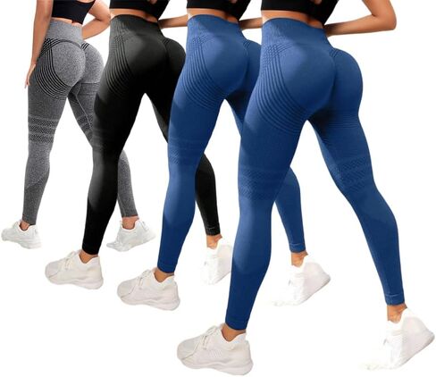 4 PCS Cellulite Leggings, High Waist 3D Anti Cellulite Leggings for Women, Slimming Workout Yoga Pants in Kuwait