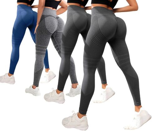 4 PCS Cellulite Leggings, High Waist 3D Anti Cellulite Leggings for Women, Slimming Workout Yoga Pants in Kuwait