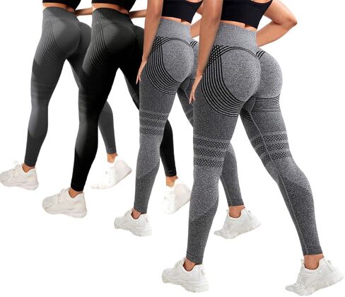 4 PCS Cellulite Leggings, High Waist 3D Anti Cellulite Leggings for Women, Slimming Workout Yoga Pants in Kuwait